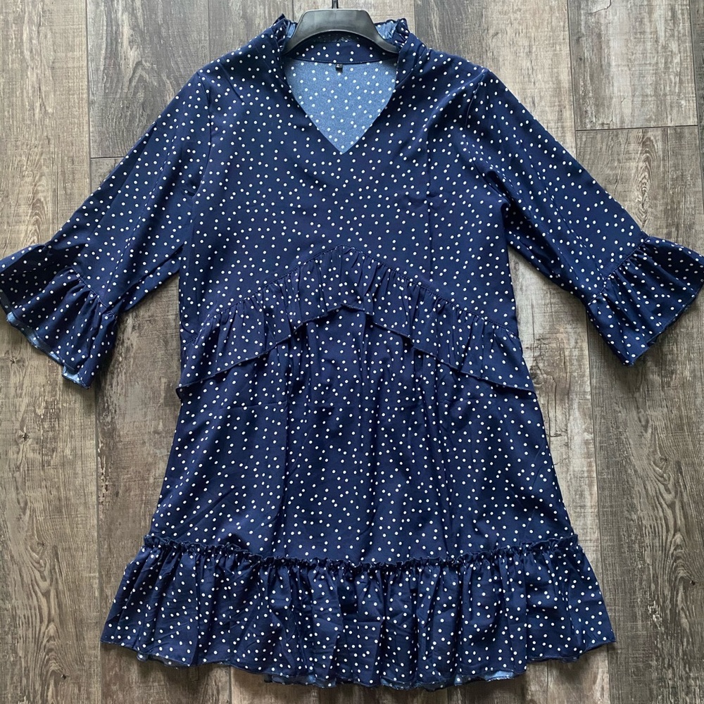 Navy Polkadot Dress